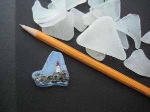 Painted lighthouse on glass